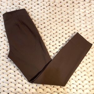 Theory Brown Slim Fit Ankle Cropped Business Casual Pants, Size 2